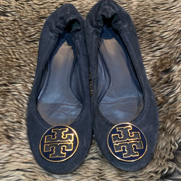 Tory Burch Classic Reva Split Shade-Enamel Royal Navy 418 Silver Emblem Size 10 - Picture 1 of 7